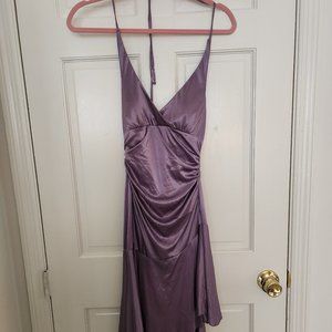 Purple Satin Fit and Flare Cocktail/Party Dress